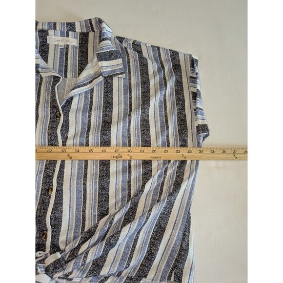 Eden & Olivia Blouse Womens Large Stripes Front Knot Button Down High Low Hem‎ - Picture 2 of 8